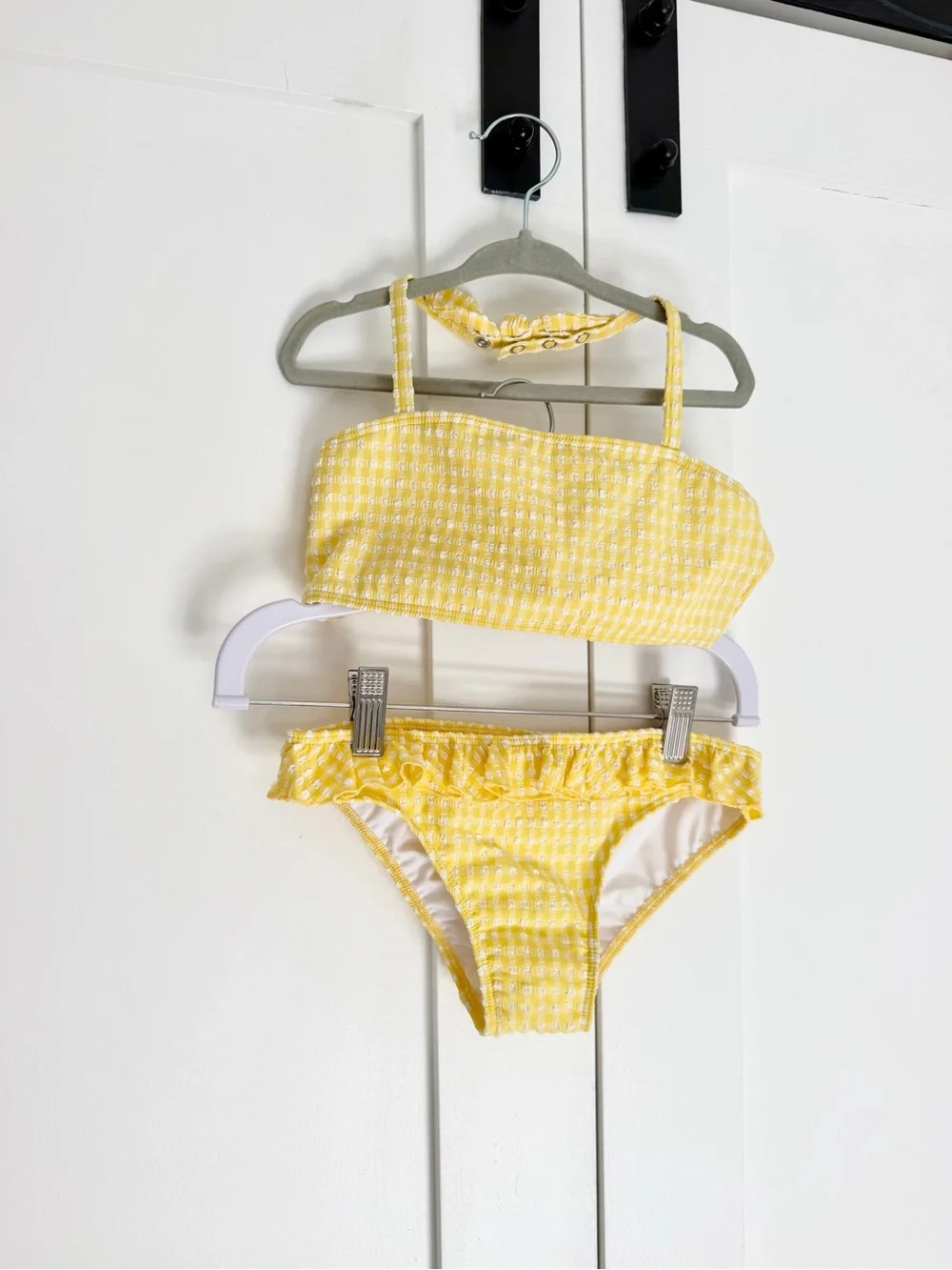 Minnow Girls' Yellow Gingham Halter Bikini - Cute Ruffle Detail